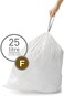 simplehuman Code F 100 Count, Genuine Custom Fit Liners, Drawstring Trash Bags in Dispenser Packs, 25-30 Liter / 6. 6-8 Gallon, White.
