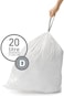 simplehuman Code D Custom Fit Drawstring Trash Bags, 20 Liter / 5. 2 Gallon, White, 100 Count.
