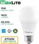 مصباح ماكسلايت A19 LED، مصنف للاستخدام في تركيبات مغلقة، يعادل 100 واط، 1600 لومن، قابل للتعتيم، قاعدة متوسطة E26، 2700 كلفن أبيض دافئ، عبوة من 4 مصابيح.