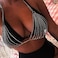 ELABEST Sethain Boho Crystal Body Chain Sparkly Rhinestone Bikini Chest Chains Bra Nightclub Body Accessories Jewelry for Women and Girls (Silver.