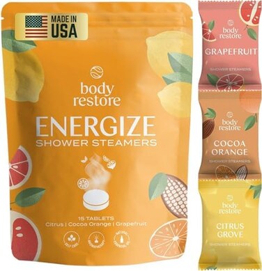 Body Restore Essential Oil Shower Steamer Set - 12 Tablets, Grapefruit, Cocoa Orange, Citrus Scented Aromatherapy Shower Steamers &acirc;&acirc;&sbquo;&acirc;&euro; Vapor Steam for Daily Showers - Relaxation Gifts for Women -.