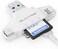 SUNTRSI 4 in 1 SD Card Reader for i-Phone i-pad, Micro SD Card Reader SD Card Adapter for Android Mac PC Camera, Portable Memory Card Reader for Trail Camera Viewer, Compatible with SD and TF Card.