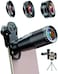 Apexel Phone Lens Kit 6 in 1, 22X Telephoto Lens, 205 Fisheye Lens, 120 Wide Angle Lens25X Macro Lens(Screwed Together, Compatible with iPhone 11 8 7 6 6s Plus X Xs/Max XR Samsung.