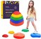 Special Supplies Stepping Stones for Kids, 5 Balance Indoor and Outdoor Blocks Promote Coordination, Balance, Strength, Child Safe Rubber, Non-Slip Edging, Stackable.