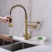 Delle Rosa Kitchen Faucet, 3 Way Drinking Water Faucet, 3 in 1 Water Purifier Faucets, High Arc and Dual Handles Commercial Kitchen Faucet Brushed Gold.