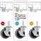 WHARSTM 3" Locking Swivel Stem Casters Set of 4, 3/8"-16 x 1" (Screw Diameter 3/8", Screw Length 1"Rubber Casters with 360 Degree No Noise, Grey, Steel, Swivel, Stem, Locking, 4 Units.