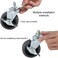WHARSTM 3" Locking Swivel Stem Casters Set of 4, 3/8"-16 x 1" (Screw Diameter 3/8", Screw Length 1"Rubber Casters with 360 Degree No Noise, Grey, Steel, Swivel, Stem, Locking, 4 Units.