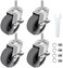 WHARSTM 3" Locking Swivel Stem Casters Set of 4, 3/8"-16 x 1" (Screw Diameter 3/8", Screw Length 1"Rubber Casters with 360 Degree No Noise, Grey, Steel, Swivel, Stem, Locking, 4 Units.
