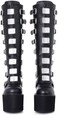 CELNEPHO Womens Chunky Platform Knee High Boots High Heel Round-Toe Zip Punk Goth Mid Calf Combat Boots For Women.