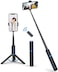 ATUMTEK Selfie Stick Tripod, Extendable 3 in 1 Aluminum Bluetooth Selfie Stick with Wireless Remote and Tripod Stand for iPhone 16/15/14/13/12/11 Pro Max/XS Max/XS/XR/X/8/7, Samsung Smartphones Blue.