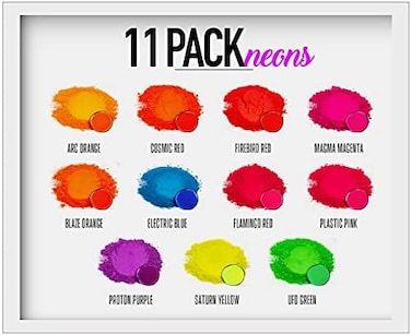 Eye Candy Pearls Pigments Neon Mica Pigment Powder Set - Mica Powder for Epoxy Resin Art - Woodworking - Nail Polish - Bath Bombs - Pigment Powder Variety Pack - 55g - Non-Toxic.