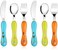 Lehoo Castle Toddler Utensils Kids Silverware, 6pcs Safety Stainless Steel Toddler Fork Spoon Knife Set, Children Flatware Set, Safety Utensils for Toddler and Children (Orange.