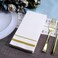 FOCUSLINE [200 Pack] Disposable Guest Towels Paper Hand Towels, Decorative Bathroom Hand Napkins for Kitchen, Parties, Weddings, Dinners or Events, White and Gold.