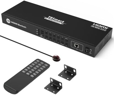 TESmart Switch 4K UHD 3840x2160@60Hz 16x1, 16 in 1 Out HDMI Switcher Box with RS232 LAN Port Support HDCP2. 2 16 Port Switch.