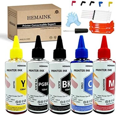 HEMAINK 5x100ml Bottles Ink and Ink Refill Tools Compatible for Canon PGI-280 CLI-281 PGI-280XXL CLI-281XXL for Pixma TS6220 TR8520 TS9520 TS6120 TR7520 TS9521C TS6320 TS702 Printer.
