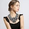 Flyonce Costume Jewelry for Women, Rhinestone Crystal Statement Necklace Earrings Set Dark Black.
