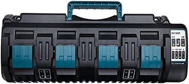 Hiesuan 18V 4-Port Charger DC18SF Replacement for Makita 14. 4V-18V Lithium Batteries BL1830 BL1840 BL1850 BL1860 BL1815 BL1430 Rapid USB Charger, Replace DC18RD DC18RE DC18RC.