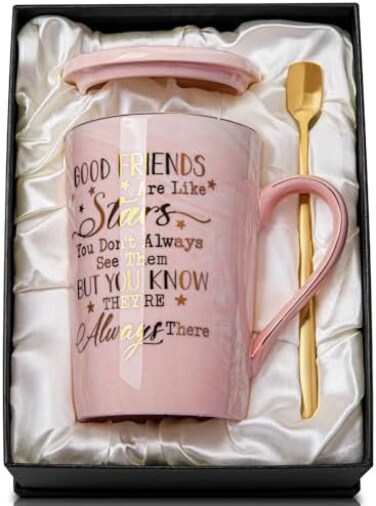 Biching Best Friends, Friendship Gifts for Women Birthday Gifts for Women Christmas Birthday Gifts Ideas for Her, Friends Female, Sister, Besties, BFF Ceramic Marble Coffee Mug Gift Box Printed Gold 1