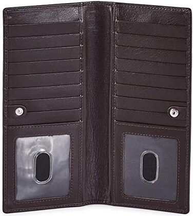 Wise Owl Accessories Wise Owl Stylish Bifold Long Slim Wallets - Real Leather RFID Handmade 2 ID Window Credit Card Holder for Men Women (Coffee, Nappa.