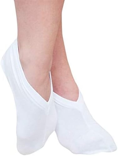 Eurow Premium Cotton Spandex Cosmetic Moisturizing Natural Therapy Socks for Dry Feet Healing and Beauty - White 2 Pairs.