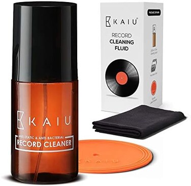 KAIU Vinyl Record Cleaning Kit- Anti Static Record Cleaning Washer Fluid with Silicone Label ProtectorMicrofiber Cloth - Vinyl Album Cleaner Spray - Remove DustDirt - 3-in-1 Supplies Kit.