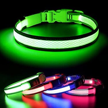أطواق الكلاب المضيئة من BSEEN - طوق كلاب LED قابل لإعادة الشحن، طوق جرو عالي الوضوح، طوق كلاب مضيء قابل للتعديل، طوق كلاب مضيء للكلاب الصغيرة والمتوسطة والكبيرة.
