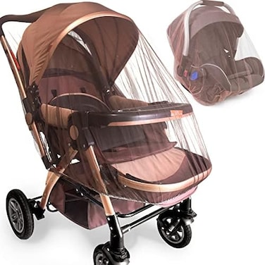 Sysmie Mosquito Net for Stroller (2 Pack- Durable Baby Stroller Mosquito Net - Perfect Bug Net for Strollers, Bassinets, Cradles, Playards, Pack N Plays and Portable Mini Crib (Coffee&hellip;.