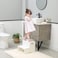 WOOD CITY Toddler Step Stool, Wooden 2 Step Stools for Bathroom Sink Potty Training Kitchen Dual Height Stool Helper for Kids Bonus Non-Slip Pads and Handles for Safety (White.