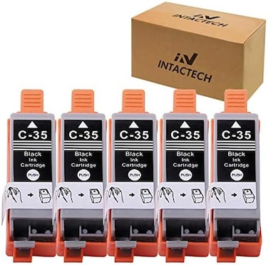 IN INTACTECH Intactech 5 Pack Compatible with Canon PGI-35 iP110 iP100 Black 35 Ink Cartridges Use for Canon PIXMA iP110 iP100 TR150 Printer.
