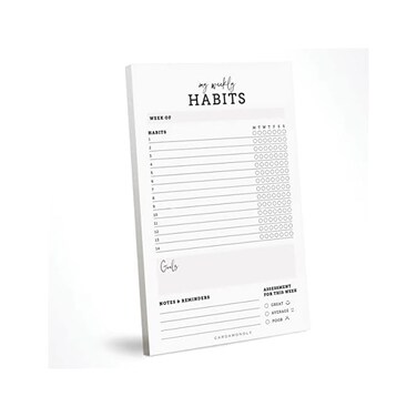 CARDAMONOLY Habit Tracker Notepad - 50 Page Tear Off Planning Pad - 6 x 9 - High Performance Planner - Chore Chart for Adults - Weekly Planner Undated - Self Care Planner.