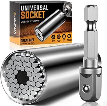 HELEMAN Super Universal Socket Tools Gifts for Men - Father's Day Gifts for Dad from Daughter Son Socket Set with Power Drill Adapter(7-19 MMCool Stuff Gadgets for Men Women Birthday Gift for Dad Husb