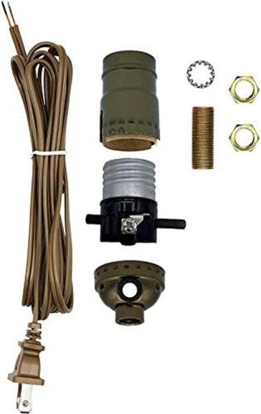 Creative Hobbies Make a Lamp or Repair Kit with Essential Hardware and Matching Cord Antique Brass.