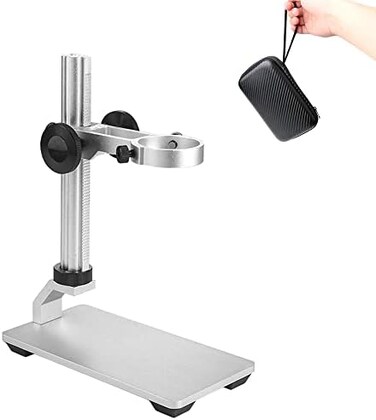 cainda Aluminum Alloy Microscope Stand Holder for USB Digital Microscope, Stable Metal Stand Bracket with Portable Carrying Case, Support Adjusted Up and Down Easy to Focus.