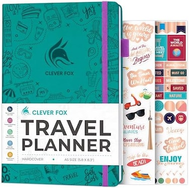 Clever Fox Travel Journal &ndash; Vacation Planner with Budget Plan, Packing List, Expense TrackerTrip Journal &ndash; Travelling Itinerary Organizer for Women, MenCouples &ndash; A5 Size, Turquoise.