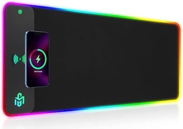 GIM Wireless Charging RGB Gaming Mouse Pad 10W, LED Mouse Mat 800x300x4MM, 10 Light Modes Extra Large Mousepad Non-Slip Rubber Base Computer Keyboard Mat for Gaming, MacBook, PC, Laptop, Desk.
