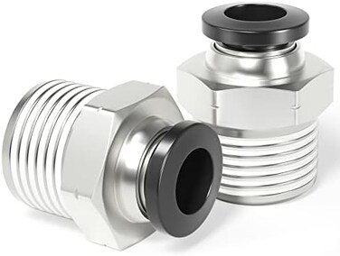 TAILONZ PNEUMATIC Male Straight 1/4 Inch Tube OD x 1/2 Inch NPT Thread Push to Connect Fittings PC-1/4-N4 (Pack of 10.