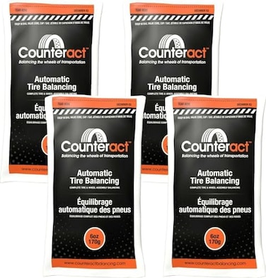 خرز موازنة الإطارات/العجلات Counteract 6OZ-B4 بتقنية الطرد المركزي - مركبات الطرق الوعرة، إطارات الشاحنات الخفيفة، (أكياس خرز الموازنة 46 أونصة، (4 أغطية صمامات وقلوب).