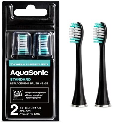 AquaSonic Black Series Replacement Brush Heads 2-Pack - Electric Toothbrush Replacement Brush Heads.