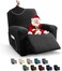 MAXIJIN Recliner Cover Slipcovers for Living Room 4 Pieces Stretch Jacquard Recliner Chair Cover Soft Fitted Recliner Protector with Elastic Bottom for Kids, Pets (Recliner, Black.