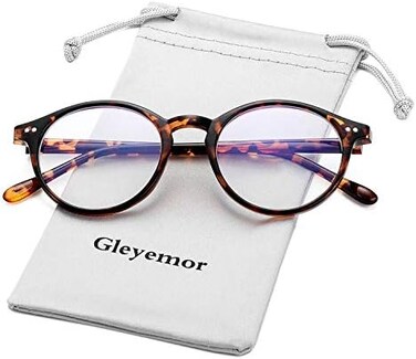 Gleyemor Blue Light Glasses for Men Women, Vintage Round Frame Computer Eyeglasses.