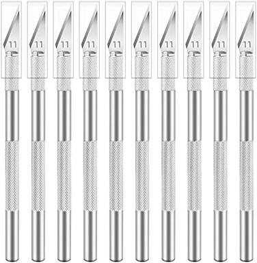 Jetmore 10-Pack Exacto Knife Precision Cutter Utility and Hobby Knife Metal Art Pen KnifeCraft Knife Set with Safety Cap for DIY Art Cutting Carving Scrapbooking.