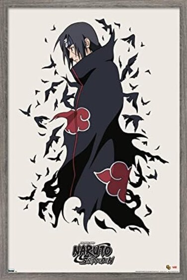 Trends International Naruto Shippuden - Itachi Wall Poster, 14. 725" x 22. 375", Barnwood Framed Version.
