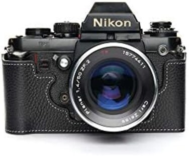 حقيبة BolinUS Nikon F3، حقيبة نصفية مصنوعة يدويًا من الجلد الطبيعي لكاميرا Nikon F3 F3HP F3AF F3T مع حزام يد (أسود).
