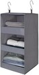 GRANNY SAYS 3-Shelf Hanging Closet Organizer, Pack of 1 Hanging Shelves for Closet Storage, Wardrobe Hanging Organizer, Collapsible Hanging Storage Organizer, Hanging Organizer for Clothes, Grey.
