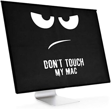 غطاء kwmobile متوافق مع Apple iMac 21.5 بوصة - غطاء 4 في 1 - لا تلمس جهاز Mac الخاص بي أبيض/أسود.