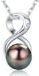 CHAULRI Infinity Top Grade AAA Tahitian Black Pearl Pendant Necklace 18K Gold Over Sterling - Birthday Anniversary Jewelry Gifts for Women Wife Mom Daughter.