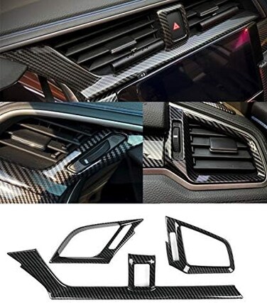 ملصق GZXinWei Carbon Fiber Grain ABS لتزيين إطار فتحة تهوية الهواء الأمامية الجانبية ووحدة التحكم الداخلية للسيارة هوندا سيفيك الجيل العاشر 2016 2017 2018 2019 2020 2021.