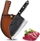 Dream Reach Forging Serbian Chef Knife Kitchen Chef Knives Full Tang High Carbon Clad Steel Almasi Butcher Cleaver with Leather Sheath (B-Almasi Knife.