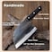 Dream Reach Forging Serbian Chef Knife Kitchen Chef Knives Full Tang High Carbon Clad Steel Almasi Butcher Cleaver with Leather Sheath (B-Almasi Knife.