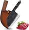 Dream Reach Forging Serbian Chef Knife Kitchen Chef Knives Full Tang High Carbon Clad Steel Almasi Butcher Cleaver with Leather Sheath (B-Almasi Knife.